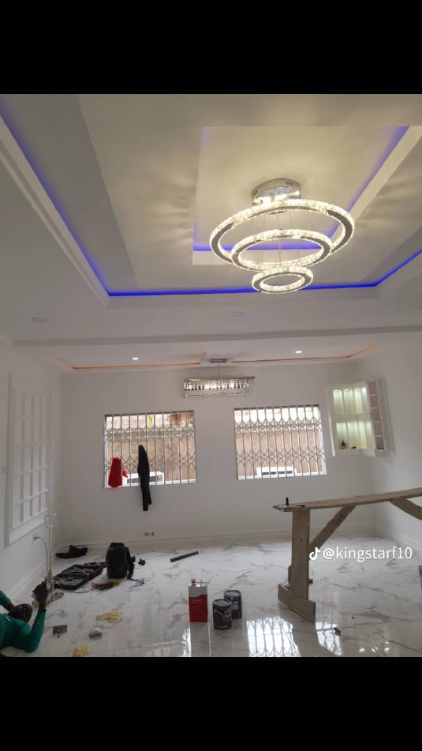 Completed interior ceiling and lighting