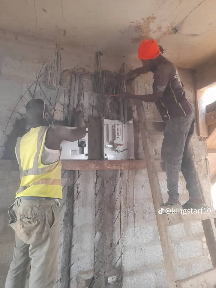 Team carrying out electrical installation work