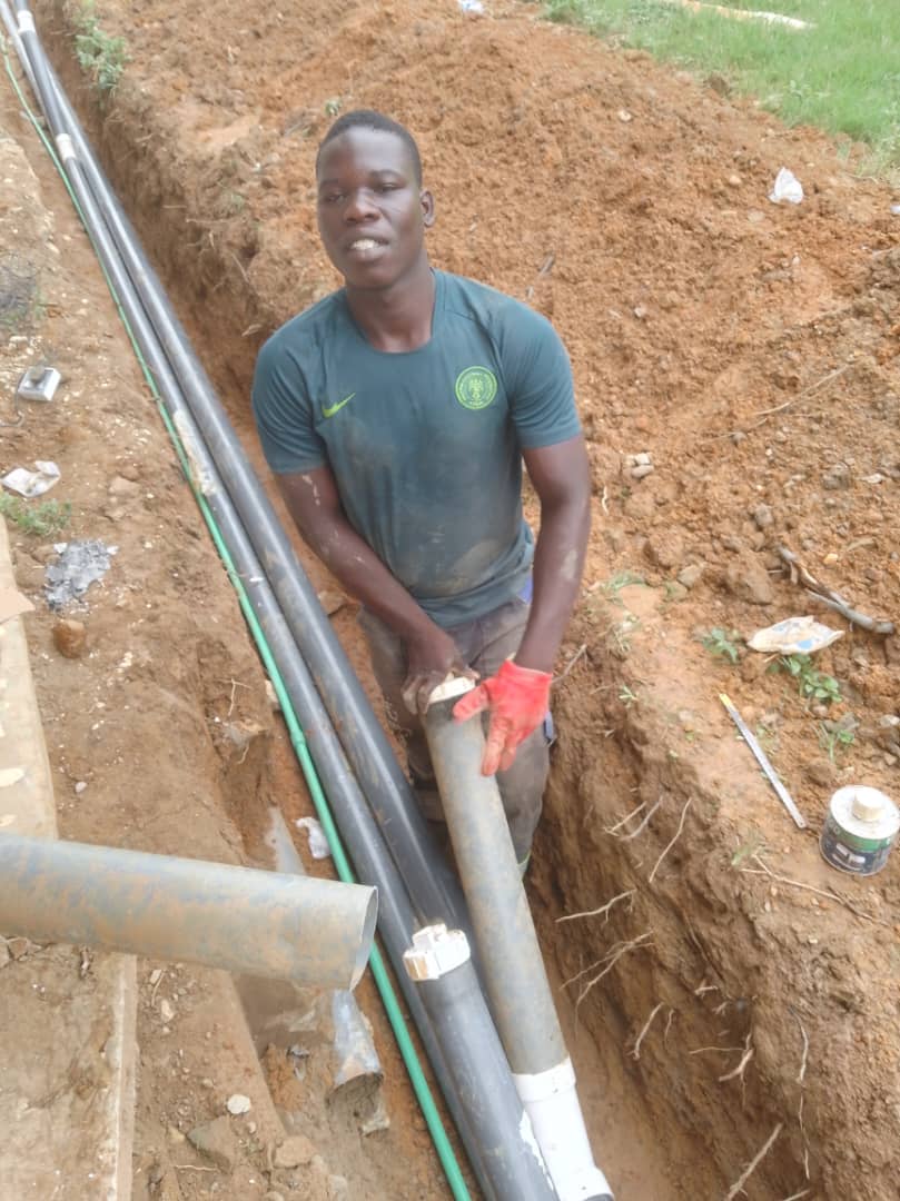 Underground pipe installation work