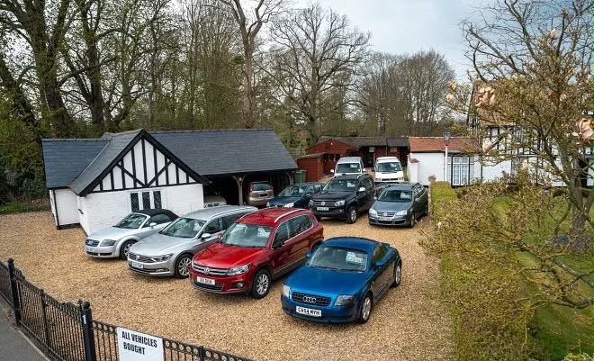Cars parked in a vehicle yard